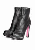Fashion female black leather high heel boots