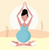 Beautiful pregnant mom practicing yoga pose