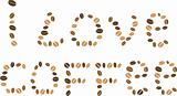 coffee beans background with love words
