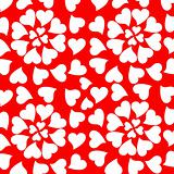 Seamless background randomly placed glowing valentine hearts