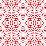 red Seamless background with floral ornament with leafs and flowers