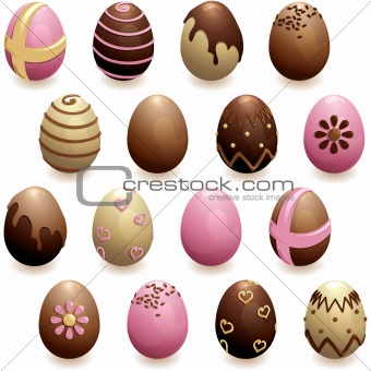 set of decorated chocolate eggs