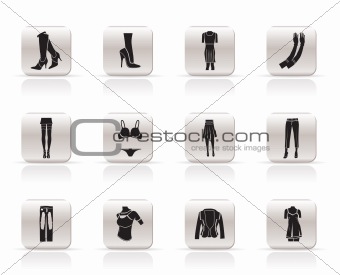 woman and female clothes Simple icons