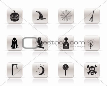Simple halloween icon pack  with bat, pumpkin, witch, ghost, hat