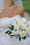  beautiful wedding flower bouquet in the hands of bride