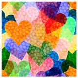 vector seamless background with a  variety of bright hearts