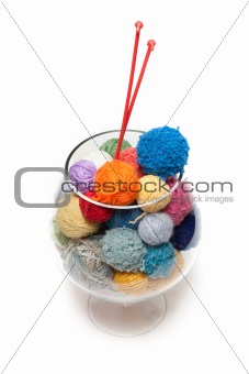 Ball for knitting in glass