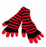 Striped red pair of the gloves