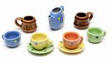 Set of the varicoloured ceramic dishes
