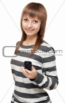 Beautiful girl with telephone in hand