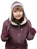 Young beautiful girl in winter to jacket and hat
