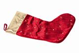 Red decorated christmas stocking isolated
