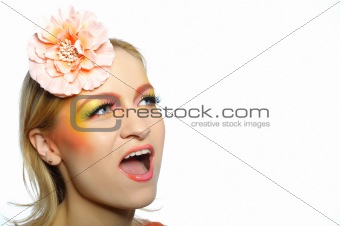 Concept of summer fashion woman with creative eye make-up
