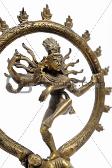 Statue of indian hindu god dancing Shiva Nataraja. fragment.