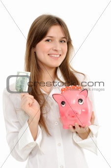 woman with a piggybank