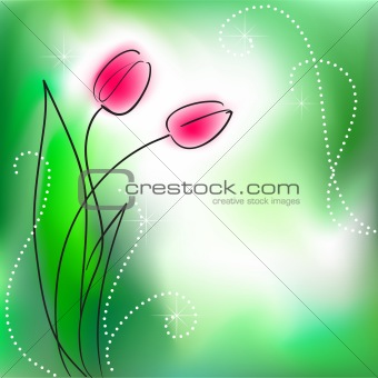 Greeting card with bunch of flowers