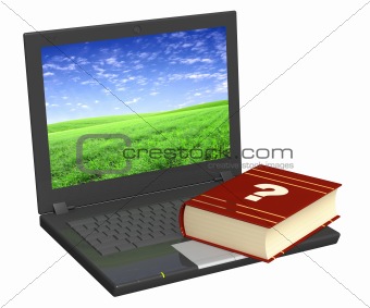 Laptop and dictionary