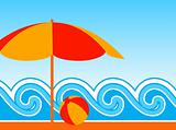 beach umbrella and waves