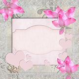 Card for congratulation or invitation with pink orchids
