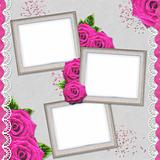 Vintage elegant silver frames with rose and lace 