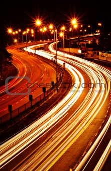 light trail at highway