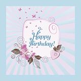 Cute blue and pink happy birthday card