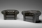 black leather armchair 3d