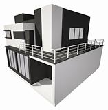 Modern house exterior isolated over white 3d