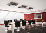 Modern boardroom with lcd interior 3d