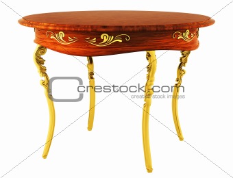 Round Antique Table isolated over white 3d