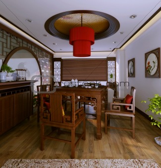 Interior of restaurant. 3d render.