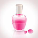 Pink Perfume Bottle with rose petals
