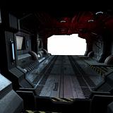 inside a futuristic scifi spaceship