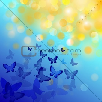 Abstract colourful background with butterflies