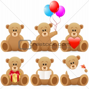 teddy bear icon set
