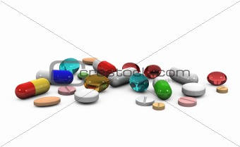 3d pills on a white background