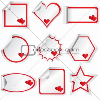 Set of stickers with hearts, for Valentine's day