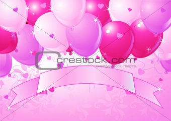 Falling Pink Valentine Balloons