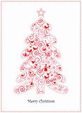 Christmas Card with Cute Christmas Tree