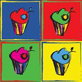 Pop Art Illustration of Cupcakes