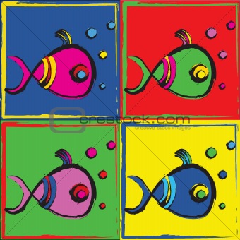 Pop Art Illustration of Fish