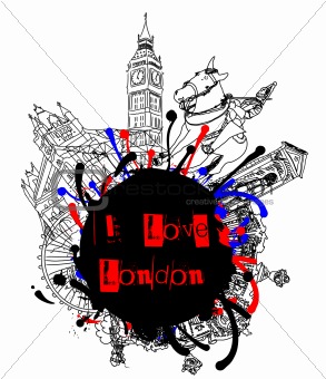 Round frame with London theme