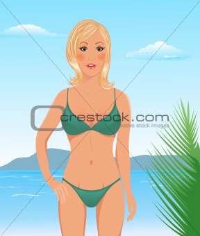 pretty blond girl on  beach