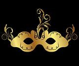 gold floral carnival mask isolated