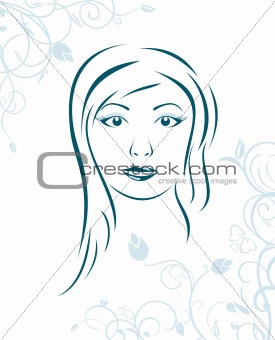 floral background with girl face