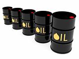 Black oil barrels located by diagonal