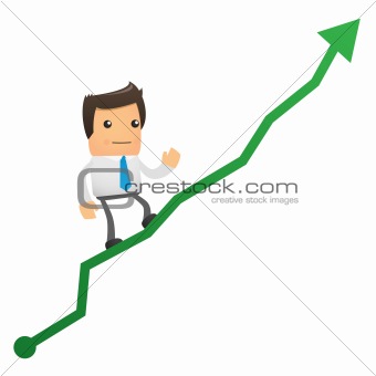 office worker climbs up chart