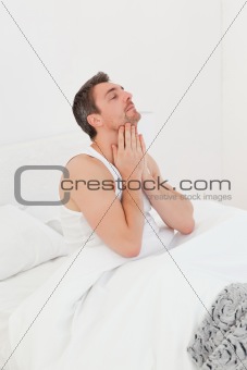 A man  waking up