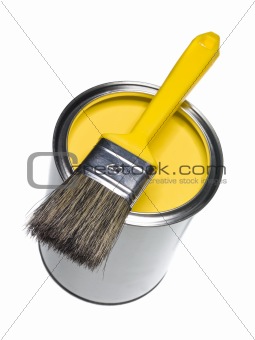 Yellow Paint can and brush