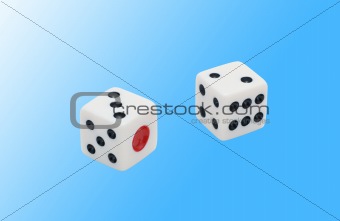 Dices over blue